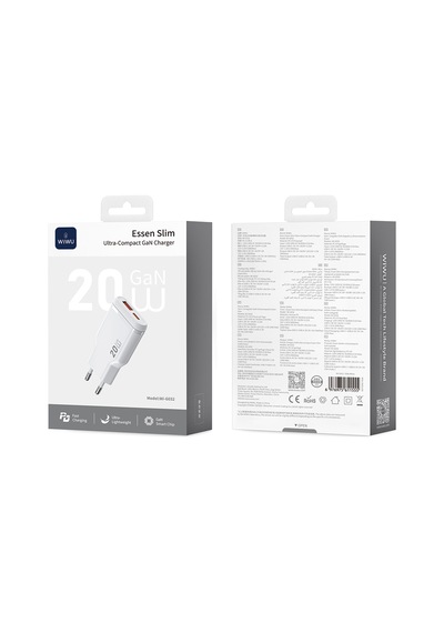 Wiwu Wi-g032 Essen Slim Serisi Gan Tech Pd Hızlı Şarj Özellikli Şarj Başlığı 20w Beyaz
