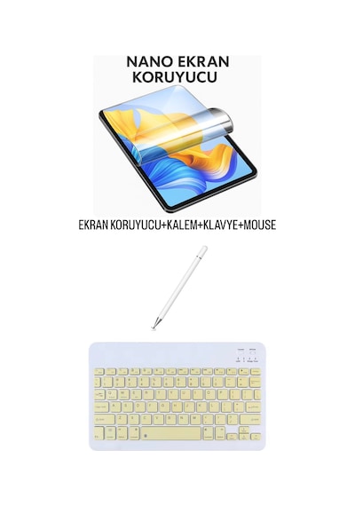 Redmi Pad 2 11'' Uyumlu Ekran Koruyucu Klavye Mouse Set Sarı