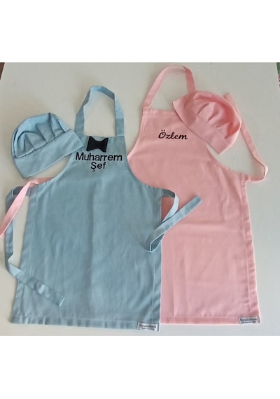 Moms And Babies Anne Kız-erkek Çocuk Mutfak Ve Etkinlik Önlüğü Pembe 0-12 Yaş Beden Su İtici Kumaş İsme Özel Mavi Pembe