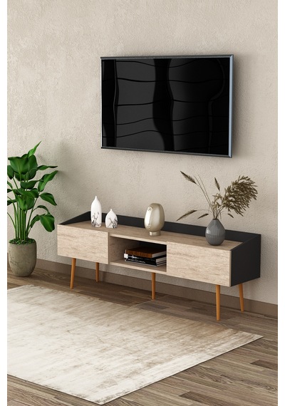 Asra Trend Tv Ünitesi Tv Sehpası T-28 %100 MDF Ayaklı Modern Medya Ünitesi Antrasit - Sidon Asra Trend Tv Ünitesi Tv Sehpası T-28 %100 MDF Ayaklı Modern Medya Ünitesi Antrasit - Sidon
