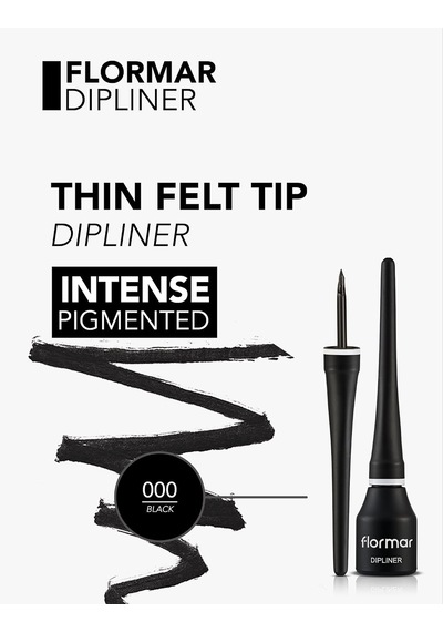 Yoğun Pigmentli Ince Keçe Fırçalı Yarı Mat Dipliner Siyah - Dipliner-000black-8690604330003 Diğer