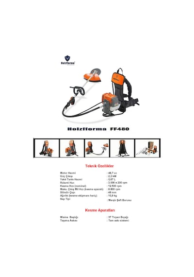 Holzfforma FF480 Sırt Tırpan Motoru