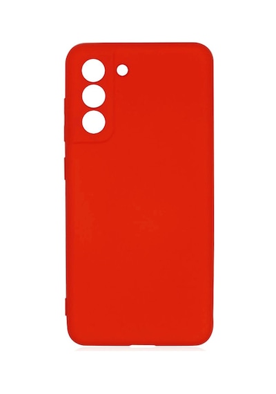 Samsung Galaxy Uyumlu S22 Kılıf Kamera Korumalı Silikon Rubber Arka Kapak Kırmızı