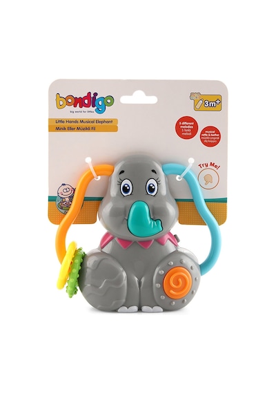Bondigo Minik Eller Müzikli Fil - Işıklı Müzikli Diş Kaşıyıcı Ve Çıngırak BL1039-2206 Çok Renkli