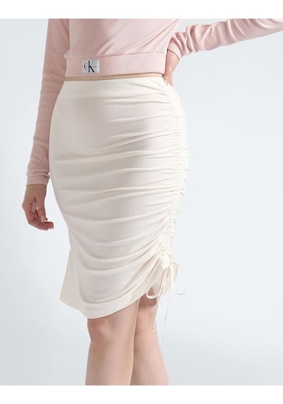 Side Gathering Skirt Etek BEYAZ