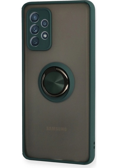 Muratech Newface Samsung Uyumlu Galaxy A72 Kılıf Montreal Yüzüklü Silikon Kapak - Yeşil
