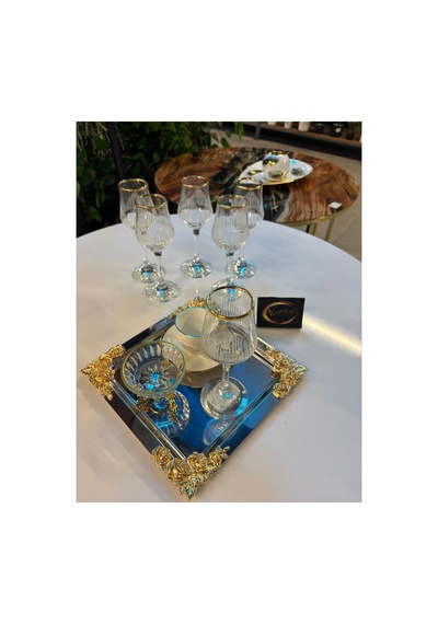 Grappa Eyfel Altın Yaldızlı 6'lı Kahve Yanı Bardağı, Su-meşrubat-soda Bardağı, Sunumluk Gold-yaldız