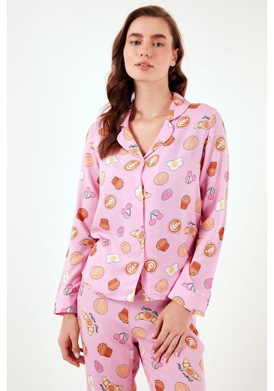 Lela Reguar Fit Yumuşak Dokulu Bayan Pijama Takımı 611Pt288Y Pembe