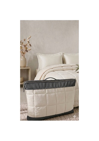 Çift Kişilik Uyku Seti Sherpa Comforter Krem