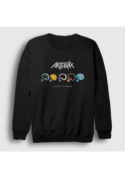 Presmono Unisex Mosh Anthrax Sweatshirt Siyah