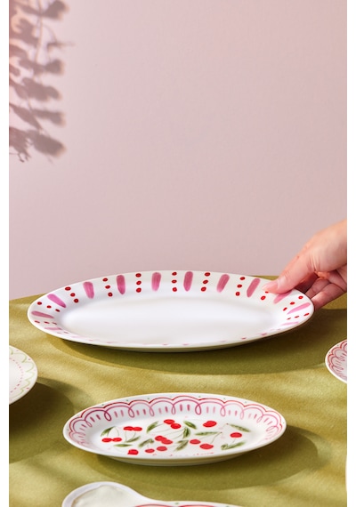 Karaca Cherry Time Kayık Tabak 30 Cm Kırmızı
