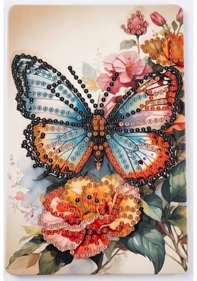 5d Elmas Taş İşleme Kiti Tablo 10x15 Cm Kelebek Desenli Diamond Painting