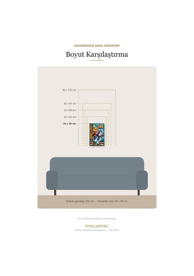 Güneş Sokağında Akordeoncu Metal Tablo 52x80 Cm Çok Renkli