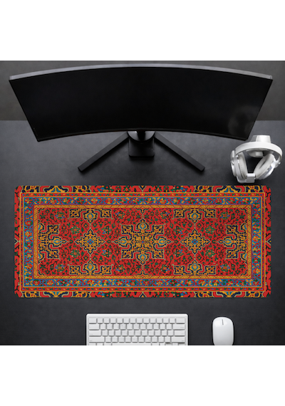 90x40 Cm Kilim Desenli Oyuncu Gaming Mouse Pad Kaymaz Kauçuk Taban Fare Altlığı Xxl Mousepad Anatolian Serisi 001