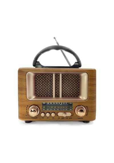 Biishe Küçük Mini Boy Retro Ahşap Tasarım Bluetooth Hoparlörlü Radyo Fm/am Destekli, Şarjlı Ve Ta