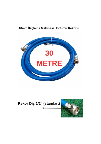 Rekorlu Basınçlı İlaçlama Hortumu -1/2" Yarım Parmak Dişli - 30 Metre - Hortum 3/8" 10mm Yüksek Kalite - 90 Bar