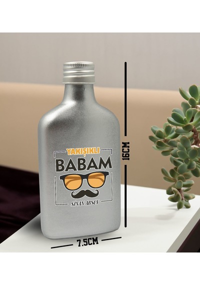 Bk Gift Kişiye Özel İsimli Baba Temalı Gümüş Tasarım Cam Şişe Kolonya 200 ML 8