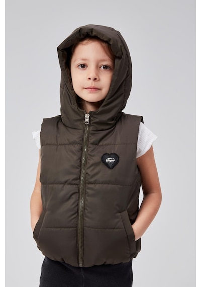 Benitto Kids Kapüşonlu Kız Çocuk Şişme Yelek 51307 Haki