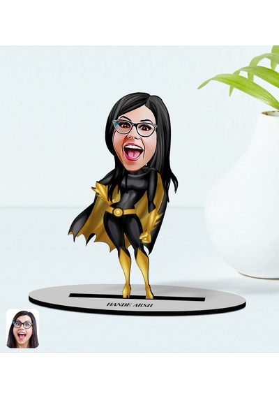 Bk Gift Kişiye Özel Kadın Süper Kahraman Kahraman Karikatürlü Ahşap Biblo Model 3