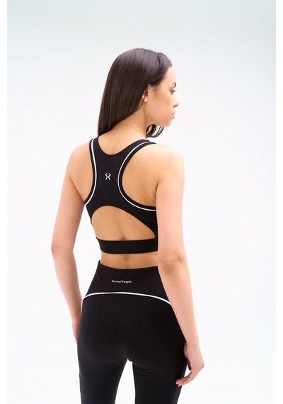 Normal People Zela - Spor Bra / Şeftali Dokulu Peach Skin Kumaş Siyah
