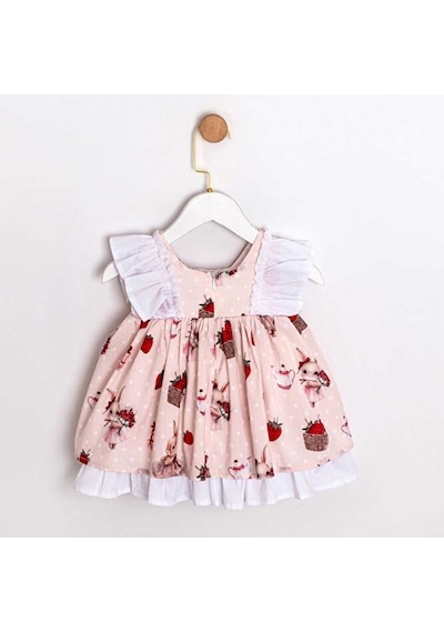 Sugar Plum Fırfır Kollu Kız Bebek Elbisesi Pembe