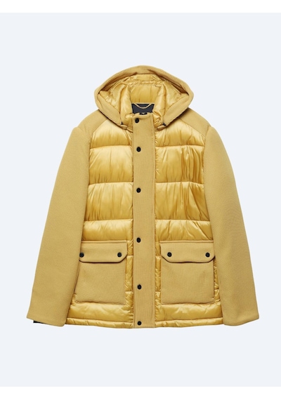Kip Sarı Regular Fit Kapüşonlu Casual Dokuma Mont Sarı