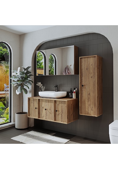 Oval Lavabolu Mat Mdf 105 Cm Banyo Dolabı + Aynalı Dlp Atlantik Atlantik Çam Oval Lavabolu Mat Mdf 105 Cm Banyo Dolabı + Aynalı Dlp Atlantik Atlantik Çam