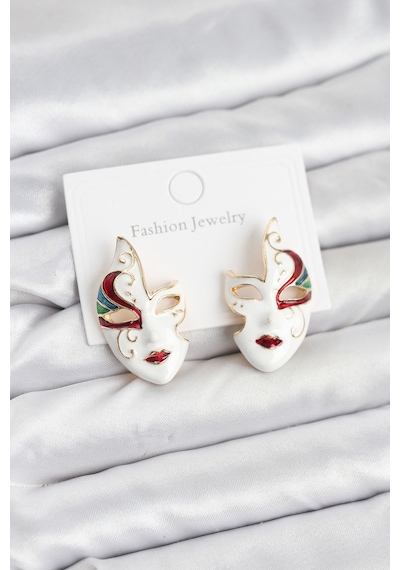 Pirinç Maske Model Kadın Küpe Altın