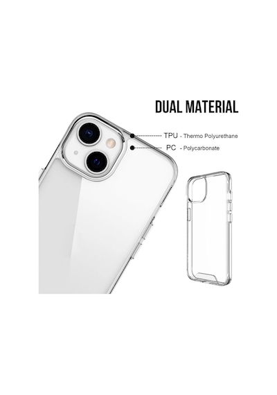 Smcase Apple Uyumlu iPhone 14 Plus Kılıf Transparent Acrylic Tpu Gard Sert Kapak Nano Ekran Koruyucu