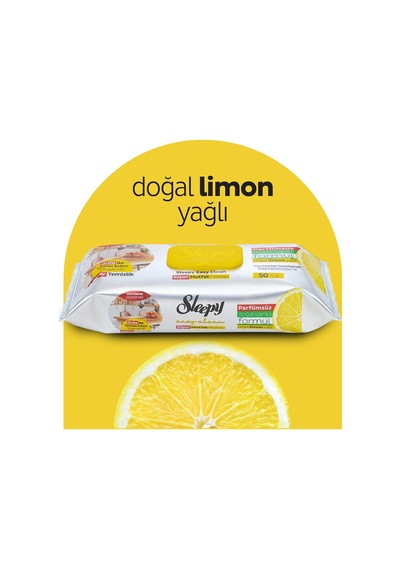 Sleepy Easy Clean Süper Yüzey Temizlik Mutfak Havlusu&amp Mendili Limon Yağlı 50 Yaprak Diğer