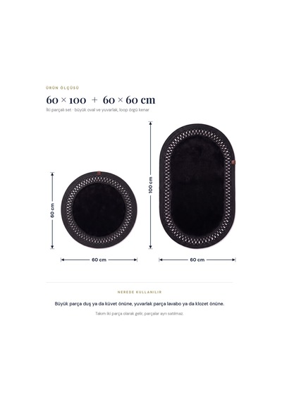 Banyo Paspası Takımı 60x100+60x60 Cm İç Trikot Siyah & Siyah
