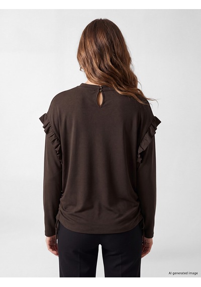 Lcw Modest Kahverengi Fırfırlı Kadın Sweatshirt Tunik