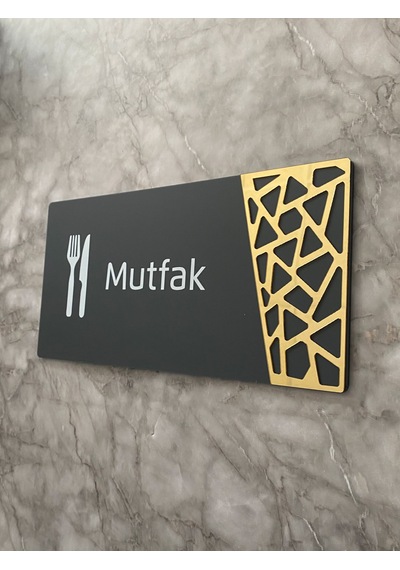 Mutfak Kapı Yönlendirme Levhası Oda İsimliği 24x12 Cm