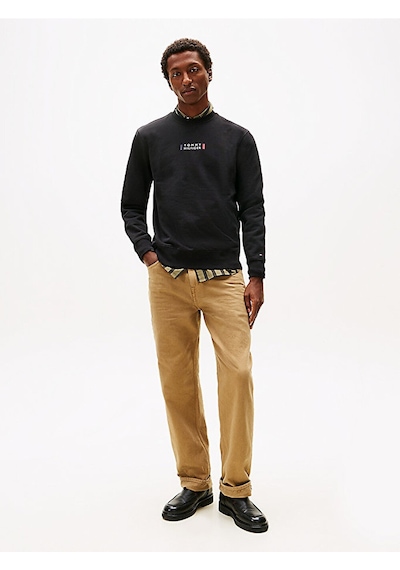 Tommy Hilfiger Brand Love Sweatshırt Erkek Siyah Sweatshirt - Mw0mw41428