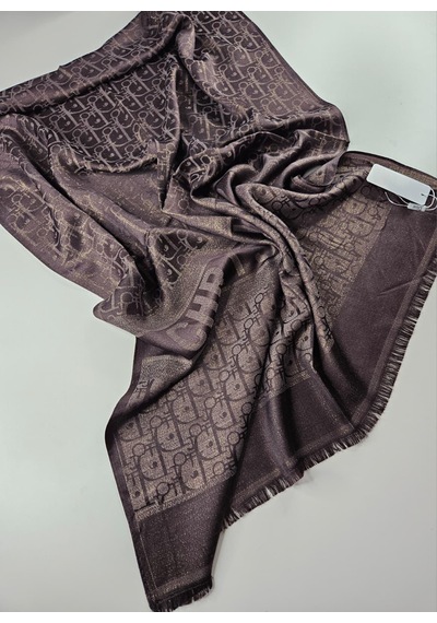 Miorel Scarfs Cd Desen Kaşmir İpek Şal Scarfs Cashmere Shawl Hijab Yeni Sezon Acı kahve