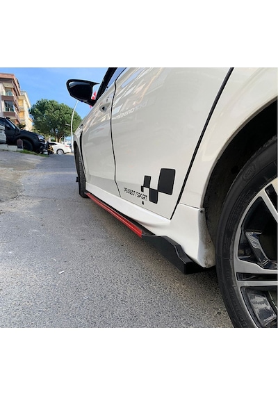 Honda Civic Fc5 2016-2021 Siyah Şeritli Renkli Yan Marşpiyel 2 Adet Piona Black