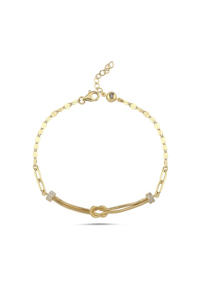 Düğüm Detaylı Modern Altın Bileklik 17-20 Cm T14521 Çok Renkli