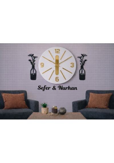 Duvar Saati 40 Cm Çiçekler 30 Cm Kişiye Özel No 1025 Çok Renkli