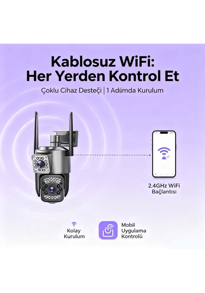 Ev İçi Ve Dışı Kullanım İçin Wifi Güvenlik Kamerası 4mp 360 Derece Tam Kapsama
