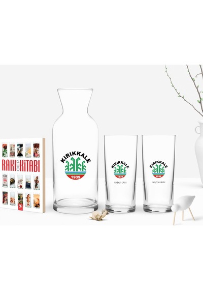 Kişiye Özel Renkli Baskılı Kırıkkale Tasarımlı Turistik İkili Rakı Bardağı Karaf Ve Cep Kitabı Hediye Seti-1