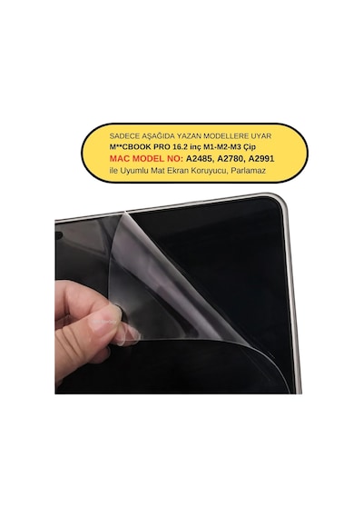 Macbook Pro 16.2 İnç M2 M3 M4 Uyumlu Mat Anti Glare Ekran Koruyucu Yansıma Önleyici Göz Yormaya
