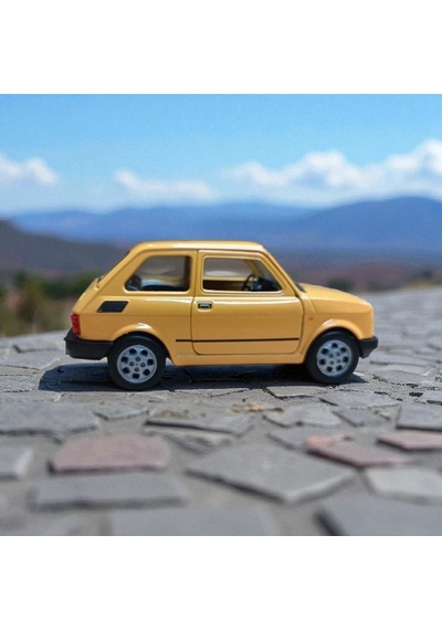 Nostaljik Metal Çek Bırak Sarı Fiat 126 Araba Kapılar Açılır Diğer