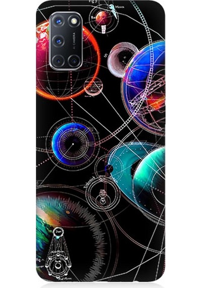 Oppo A52 Uyumlu Silikon Kılıf Sci Fi Gezegenler Ve Vektörler
