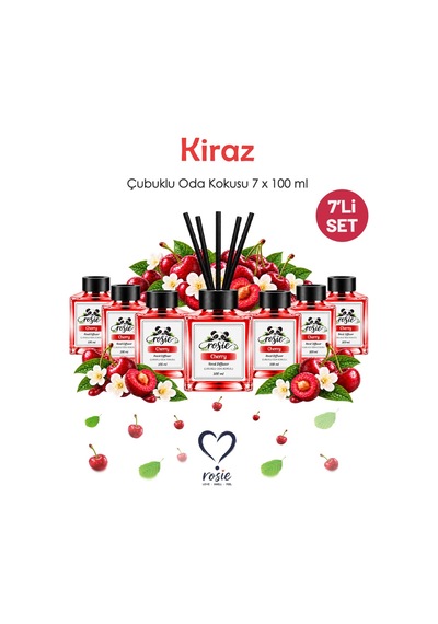Rosie Kiraz 7'li Çubuklu Oda Kokusu Seti 7 X 100 Ml Meyvemsi Ve Neşeli Koku