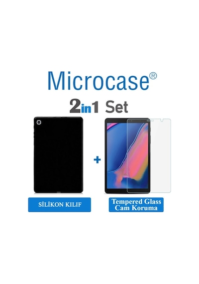 Samsung Uyumlu Tab A 8 T290 T295 T297 Silikon Kilif Siyah+Ekran Koruma 370094900