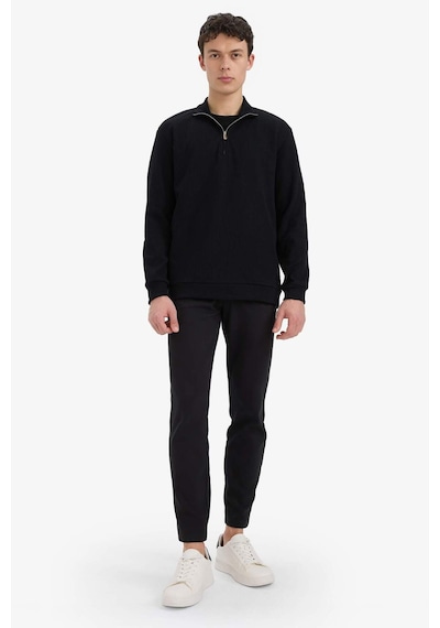 DeFacto Comfort Fit Dik Yaka Dokulu Yarım Fermuarlı Waffle Sweatshirt D7543AX25SPBK81 DeFacto Comfort Fit Dik Yaka Dokulu Yarım Fermuarlı Waffle Sweatshirt D7543AX25SPBK81