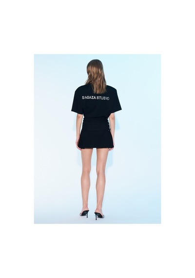 Sagaza Studio Ss6008 Claudıa Mini Tshirt Elbise Siyah