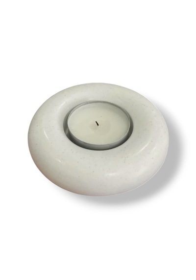 El Yapımı Minimal Tealight Mumluktaş Tozu Dekoratif Mumluk Modern Ev Dekoru Beyaz
