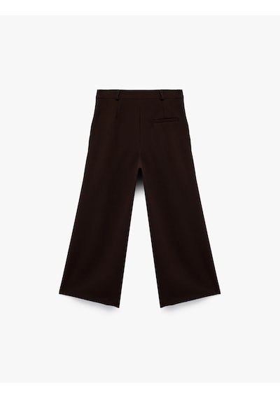 Koton Beli Ayarlanabilir Lastikli Basic Geniş Paça Pantolon Kahverengi 6wkg40069aw Kahve
