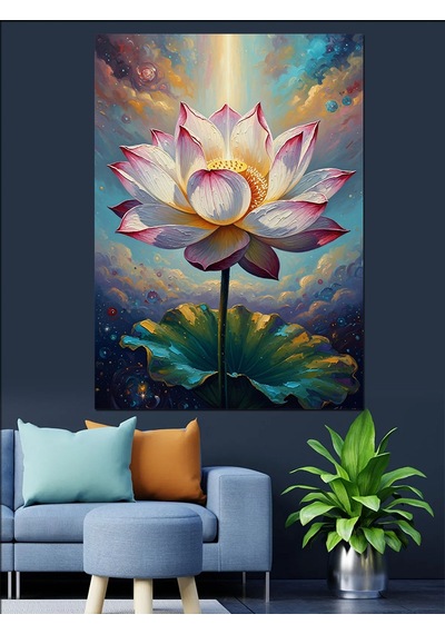 Ahşap Tablo Su Üzerinde Açan Pembe Lotus